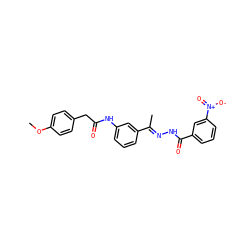 COc1ccc(CC(=O)Nc2cccc(/C(C)=N/NC(=O)c3cccc([N+](=O)[O-])c3)c2)cc1 ZINC000013108664