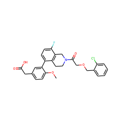 COc1ccc(CC(=O)O)cc1-c1ccc(F)c2c1CCN(C(=O)COCc1ccccc1Cl)C2 ZINC000144293820