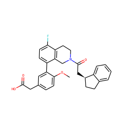COc1ccc(CC(=O)O)cc1-c1ccc(F)c2c1CN(C(=O)C[C@@H]1CCc3ccccc31)CC2 ZINC000144031231