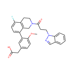COc1ccc(CC(=O)O)cc1-c1ccc(F)c2c1CN(C(=O)CCn1ncc3ccccc31)CC2 ZINC000144240944