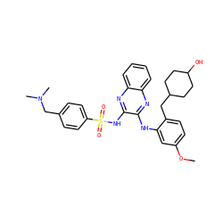 COc1ccc(CC2CCC(O)CC2)c(Nc2nc3ccccc3nc2NS(=O)(=O)c2ccc(CN(C)C)cc2)c1 ZINC000138460853