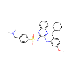 COc1ccc(CC2CCCCC2)c(Nc2nc3ccccc3nc2NS(=O)(=O)c2ccc(CN(C)C)cc2)c1 ZINC000138460587