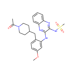 COc1ccc(CC2CCN(C(C)=O)CC2)c(Nc2nc3ccccc3nc2NS(C)(=O)=O)c1 ZINC000138250258