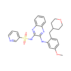 COc1ccc(CC2CCOCC2)c(Nc2nc3ccccc3nc2NS(=O)(=O)c2cccnc2)c1 ZINC000138193204