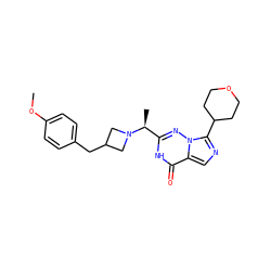 COc1ccc(CC2CN([C@@H](C)c3nn4c(C5CCOCC5)ncc4c(=O)[nH]3)C2)cc1 ZINC000205424672
