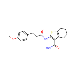 COc1ccc(CCC(=O)Nc2sc3c(c2C(N)=O)CCCC3)cc1 ZINC000006128122