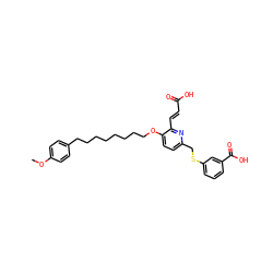 COc1ccc(CCCCCCCCOc2ccc(CSc3cccc(C(=O)O)c3)nc2/C=C/C(=O)O)cc1 ZINC000003930244