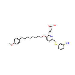 COc1ccc(CCCCCCCCOc2ccc(CSc3cccc(N)c3)nc2/C=C/C(=O)O)cc1 ZINC000013833519