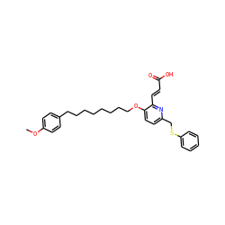 COc1ccc(CCCCCCCCOc2ccc(CSc3ccccc3)nc2/C=C/C(=O)O)cc1 ZINC000013833521