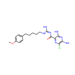 COc1ccc(CCCCCN/C(N)=N\C(=O)c2nc(Cl)c(N)nc2N)cc1 ZINC000036176093