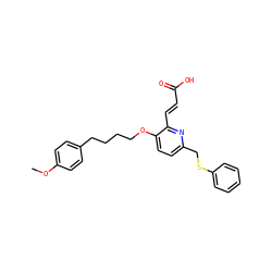 COc1ccc(CCCCOc2ccc(CSc3ccccc3)nc2/C=C/C(=O)O)cc1 ZINC000013758980