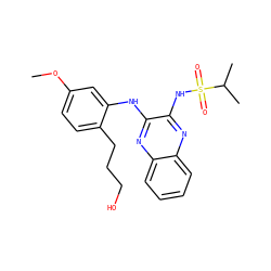COc1ccc(CCCO)c(Nc2nc3ccccc3nc2NS(=O)(=O)C(C)C)c1 ZINC000147635467