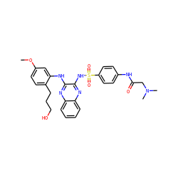 COc1ccc(CCCO)c(Nc2nc3ccccc3nc2NS(=O)(=O)c2ccc(NC(=O)CN(C)C)cc2)c1 ZINC000148125994