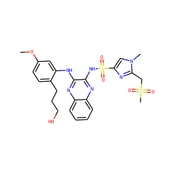 COc1ccc(CCCO)c(Nc2nc3ccccc3nc2NS(=O)(=O)c2cn(C)c(CS(C)(=O)=O)n2)c1 ZINC000148322692