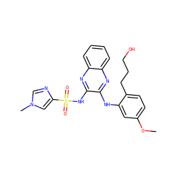 COc1ccc(CCCO)c(Nc2nc3ccccc3nc2NS(=O)(=O)c2cn(C)cn2)c1 ZINC000138298570