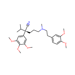 COc1ccc(CCN(C)CCC[C@@](C#N)(c2cc(OC)c(OC)c(OC)c2)C(C)C)cc1OC ZINC000003870325