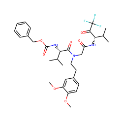 COc1ccc(CCN(CC(=O)N[C@H](C(=O)C(F)(F)F)C(C)C)C(=O)[C@@H](NC(=O)OCc2ccccc2)C(C)C)cc1OC ZINC000027735855