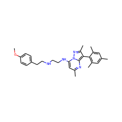 COc1ccc(CCNCCNc2cc(C)nc3c(-c4c(C)cc(C)cc4C)c(C)nn23)cc1 ZINC000033999645