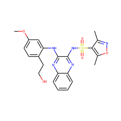 COc1ccc(CCO)c(Nc2nc3ccccc3nc2NS(=O)(=O)c2c(C)noc2C)c1 ZINC000147587594