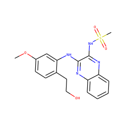COc1ccc(CCO)c(Nc2nc3ccccc3nc2NS(C)(=O)=O)c1 ZINC000138193816