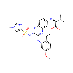 COc1ccc(CCOC(=O)[C@@H](N)C(C)C)c(Nc2nc3ccccc3nc2NS(=O)(=O)c2cn(C)cn2)c1 ZINC000169699237