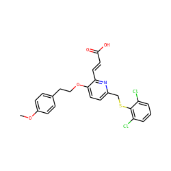 COc1ccc(CCOc2ccc(CSc3c(Cl)cccc3Cl)nc2/C=C/C(=O)O)cc1 ZINC000013758982