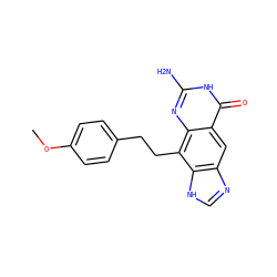 COc1ccc(CCc2c3nc(N)[nH]c(=O)c3cc3nc[nH]c23)cc1 ZINC000016051688