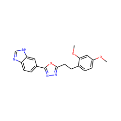 COc1ccc(CCc2nnc(-c3ccc4nc[nH]c4c3)o2)c(OC)c1 ZINC000096282995