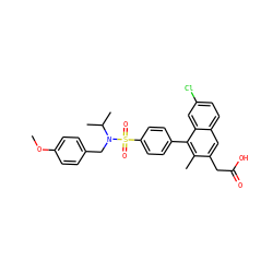 COc1ccc(CN(C(C)C)S(=O)(=O)c2ccc(-c3c(C)c(CC(=O)O)cc4ccc(Cl)cc34)cc2)cc1 ZINC000205726659