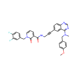 COc1ccc(CN(C)c2ncnc3ccc(C#CCNC(=O)c4cccn(Cc5ccc(F)c(F)c5)c4=O)cc23)cc1 ZINC000096176309