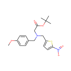 COc1ccc(CN(CC(=O)OC(C)(C)C)Cc2ccc([N+](=O)[O-])s2)cc1 ZINC000084687236