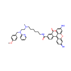 COc1ccc(CN(CCN(C)CCCCCCNC(=O)c2ccc(-c3c4ccc(=N)cc-4oc4cc(N)ccc34)c(C(=O)O)c2)c2ccccn2)cc1 ZINC000028243251