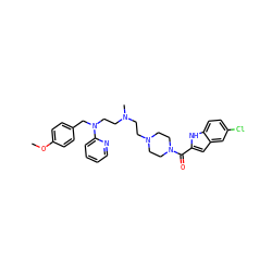COc1ccc(CN(CCN(C)CCN2CCN(C(=O)c3cc4cc(Cl)ccc4[nH]3)CC2)c2ccccn2)cc1 ZINC000073138851