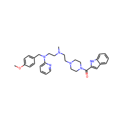 COc1ccc(CN(CCN(C)CCN2CCN(C(=O)c3cc4ccccc4[nH]3)CC2)c2ccccn2)cc1 ZINC000073138848