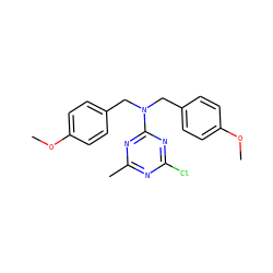 COc1ccc(CN(Cc2ccc(OC)cc2)c2nc(C)nc(Cl)n2)cc1 ZINC000113150857