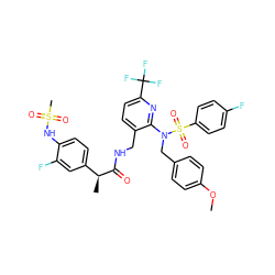 COc1ccc(CN(c2nc(C(F)(F)F)ccc2CNC(=O)[C@@H](C)c2ccc(NS(C)(=O)=O)c(F)c2)S(=O)(=O)c2ccc(F)cc2)cc1 ZINC000653697117