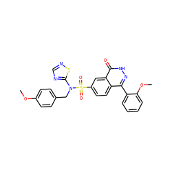 COc1ccc(CN(c2ncns2)S(=O)(=O)c2ccc3c(-c4ccccc4OC)n[nH]c(=O)c3c2)cc1 ZINC000215521127