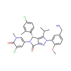 COc1ccc(CN)cc1-n1nc2c(c1C(C)C)[C@@H](c1ccc(Cl)cc1C)N(c1cc(Cl)c(=O)n(C)c1)C2=O ZINC000206091642