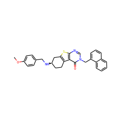 COc1ccc(CN[C@@H]2CCc3c(sc4ncn(Cc5cccc6ccccc56)c(=O)c34)C2)cc1 ZINC001772628412
