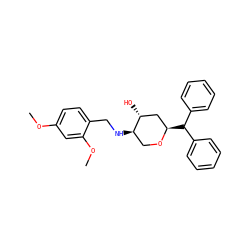 COc1ccc(CN[C@@H]2CO[C@H](C(c3ccccc3)c3ccccc3)C[C@H]2O)c(OC)c1 ZINC000013648556
