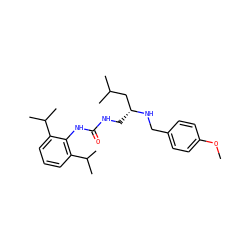COc1ccc(CN[C@H](CNC(=O)Nc2c(C(C)C)cccc2C(C)C)CC(C)C)cc1 ZINC000013737300