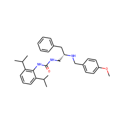 COc1ccc(CN[C@H](CNC(=O)Nc2c(C(C)C)cccc2C(C)C)Cc2ccccc2)cc1 ZINC000013737306