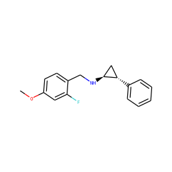COc1ccc(CN[C@H]2C[C@@H]2c2ccccc2)c(F)c1 ZINC000113366473