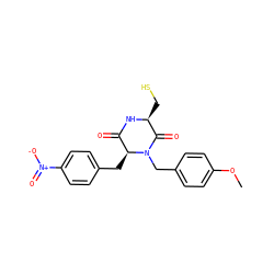 COc1ccc(CN2C(=O)[C@H](CS)NC(=O)[C@@H]2Cc2ccc([N+](=O)[O-])cc2)cc1 ZINC000003821463