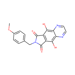 COc1ccc(CN2C(=O)c3c(c(O)c4nccnc4c3O)C2=O)cc1 ZINC000013612263