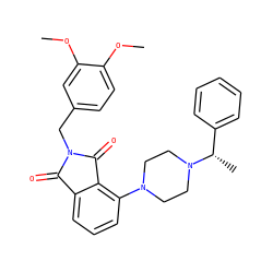COc1ccc(CN2C(=O)c3cccc(N4CCN([C@@H](C)c5ccccc5)CC4)c3C2=O)cc1OC ZINC000045245334