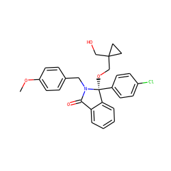 COc1ccc(CN2C(=O)c3ccccc3[C@]2(OCC2(CO)CC2)c2ccc(Cl)cc2)cc1 ZINC000066113552
