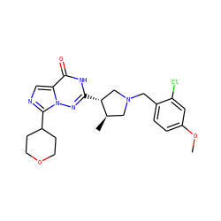 COc1ccc(CN2C[C@@H](C)[C@H](c3nn4c(C5CCOCC5)ncc4c(=O)[nH]3)C2)c(Cl)c1 ZINC000142296563