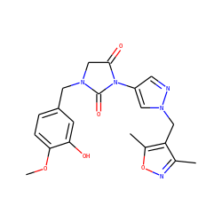 COc1ccc(CN2CC(=O)N(c3cnn(Cc4c(C)noc4C)c3)C2=O)cc1O ZINC000115731575