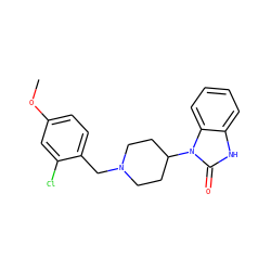 COc1ccc(CN2CCC(n3c(=O)[nH]c4ccccc43)CC2)c(Cl)c1 ZINC000013864303